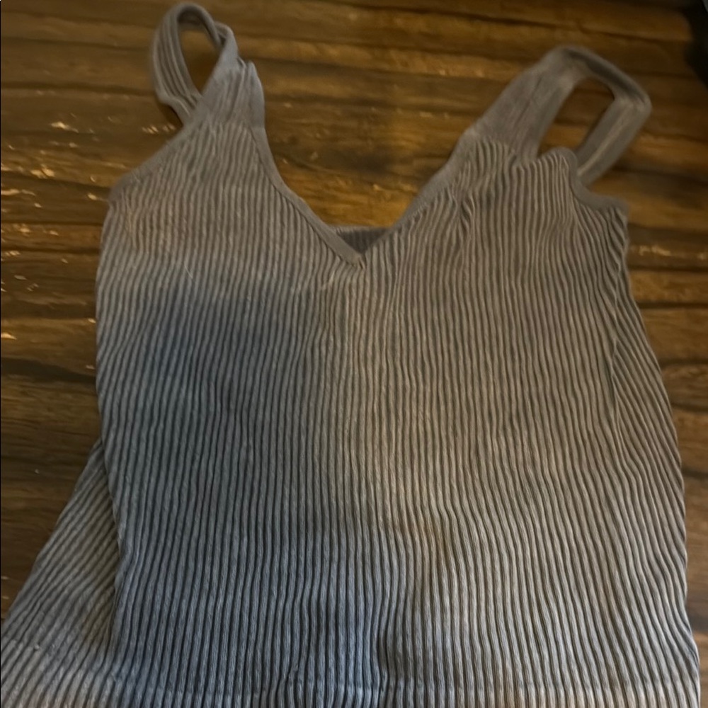 Gray Ribbed Women's Top